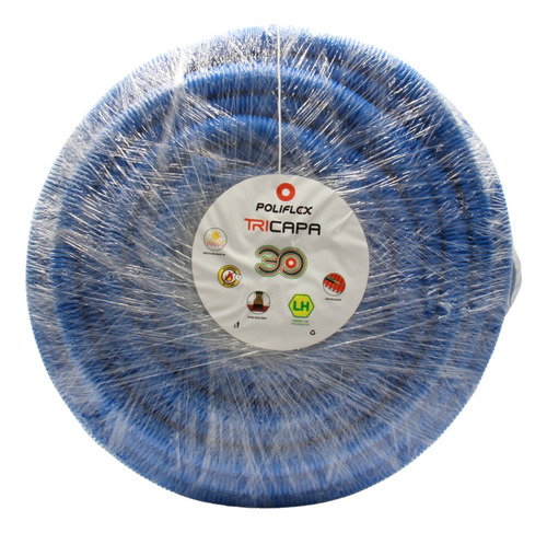 Rollo Poliflex Azul Tricapa De 1 Pulgada De 50 Mts Con Guía