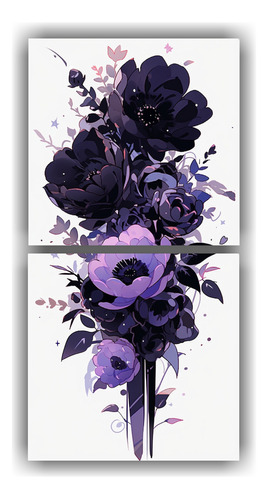 140x70cm Set 2 Canvas Tema Fantastico Purple And Black Color