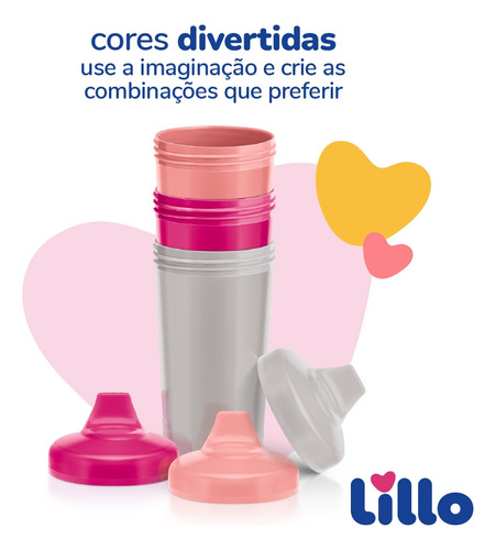 Kit 3 Copos Infantil Antivazamento Colors Max 320ml Rs Lillo