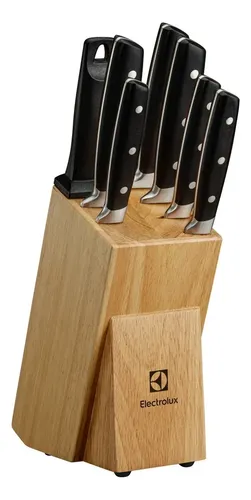 Electrolux Jogo De Facas 8 Peças Inox Com Bloco De Bambu Preto