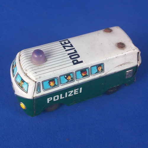 Auto De Hojalata Camioneta Combi Policia Alemana Modern Toys
