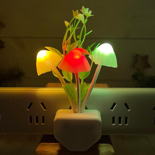 Luz Nocturna Led Sensor Hongos Con Enchufe Para Adultos Y Ni