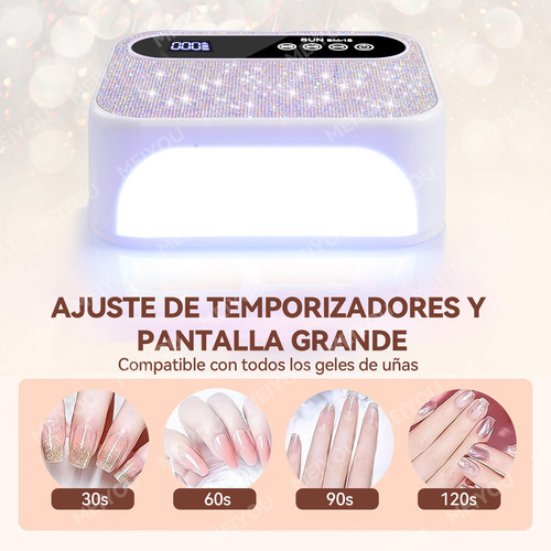Lámpara de Uñas MEIYOU 168W 42 UV LED 4 Ajustes de Temporizador y Pantalla LCD Lámpara de gel de Curado Portátil más Rápido