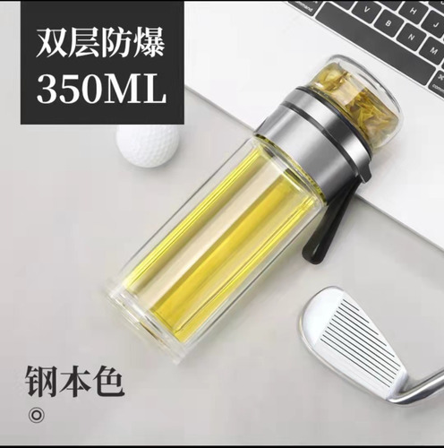 Botella De Té De Vidrio Portátil Transparente Y Agua