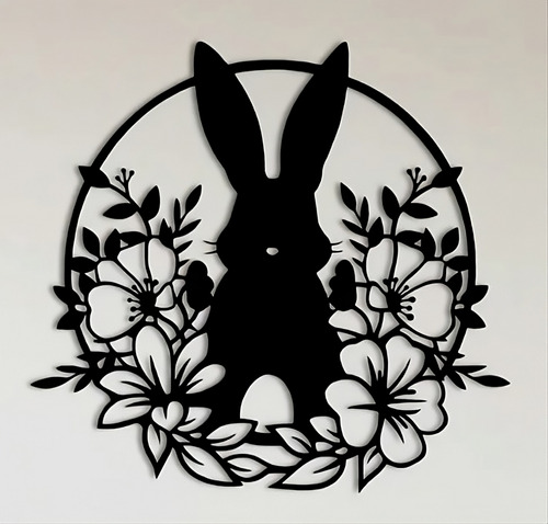 Arte De Pared Conejo De Pascua Floral