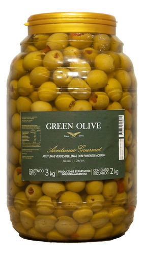 Aceitunas Verdes Rell. C/ Morron Green Olive X 2 Kg. Pet