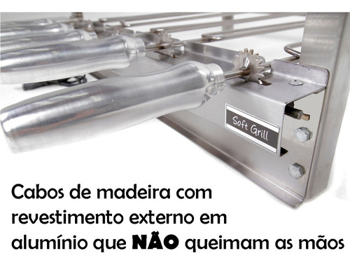 Churrasqueira Giratória Soft Grill Inox 5 Espetos +