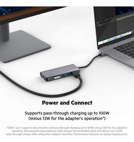 Adaptador Multipuerto 6 En 1 Usb C Hub Belkin Con 4k Hdmi