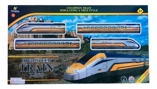 Tren Bala De Juguete Con Luz Y Sonido 14 Piezas Amarillo