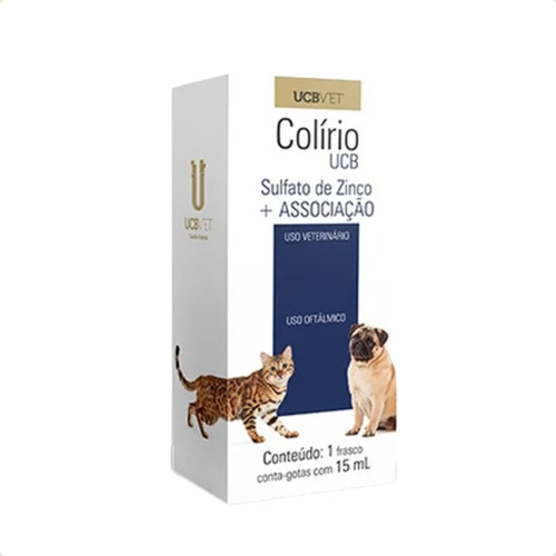 Kit 2 Colírio 15ml Cães Gatos Solução Oftalmológica Ucb Vet