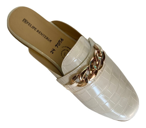 Imagen 6 de 10 de Zapato Flat Dama Felipe Rentería Mule Con Cadena