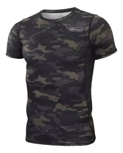 Polera Tactica Militar Esdy Deportes Spandex Multicam Black