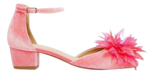 Zapatos Asos Sandalia Pulsera Rosado Terciopelo Flor 34