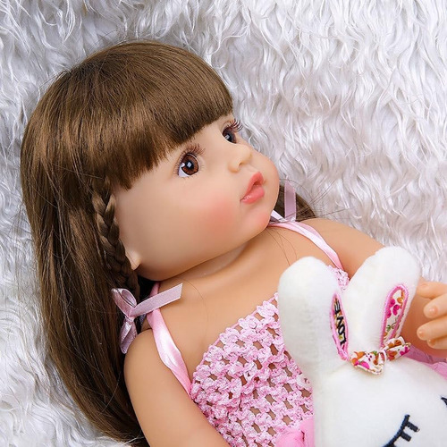Muñeca Reborn Silicona 55 Cm Agua Ropa Biberón Chupete