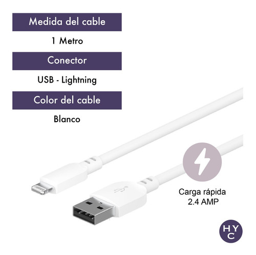 Imagen 7 de 10 de Cargador 2 Usb + Cable Lightning Compatible iPhone iPad 2.4a