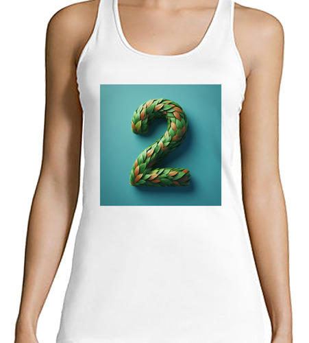 Musculosa Mujer Numero 2 Arte Con Forma Hojas Realista M1