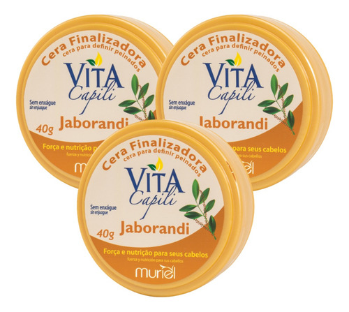 Kit C/3 Cera Finalizadora Jaborandi 40g Vita Capili Muriel