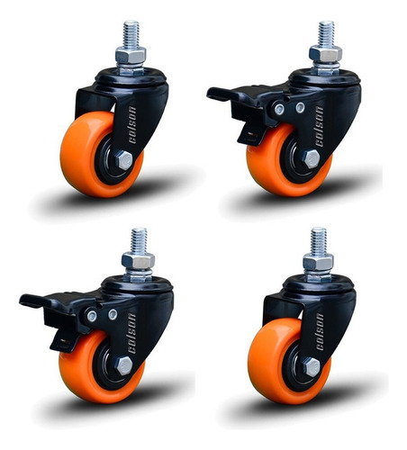 4 Rodízio Parafuso 3/8 41mm 2 C/freio 2 S/freio 120kg Colson