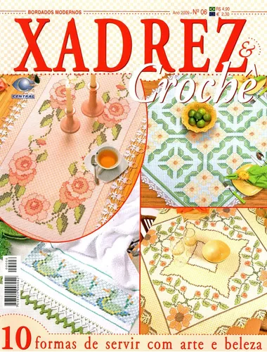 Kit 3 Revistas Bordado Tecido Ponto Xadrez & Crochê