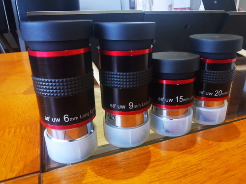 Set: X4 Ocular 68 Fov Plossl Uwa 6/9/15/20mm 1.25 Telescopio