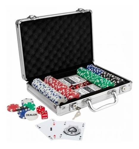 Maletin Poker Personalizado 200 Fichas, Cartas Plastificadas