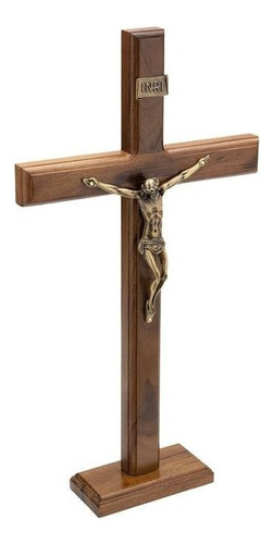 Crucifixo Para Mesa Ou Parede Tradicional Ov 40cm Cor Marrom