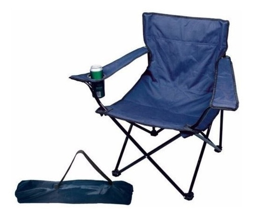 Silla Director Camping Apoyabrazo Porta Vaso Bolso Azul Iael