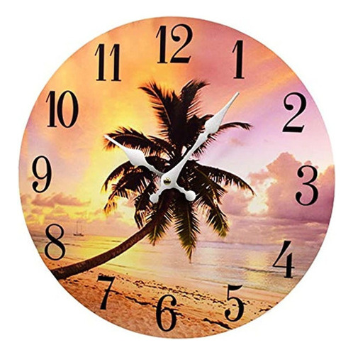 Palmera Puesta De Sol De Pared Madera Clocknew 13x 13 Hogar