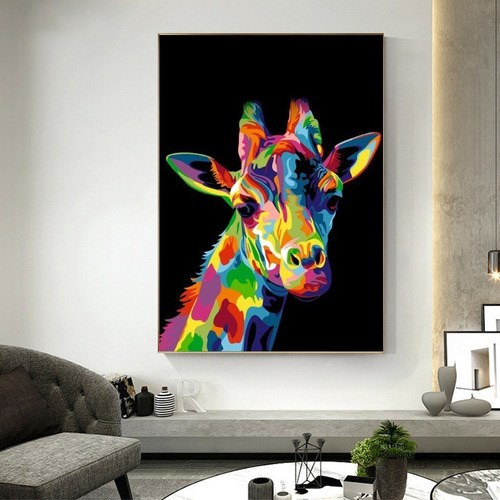 Imagen 2 de 10 de Cuadros-jirafa Colores ,decorativo,95x60cm-16k Resolución