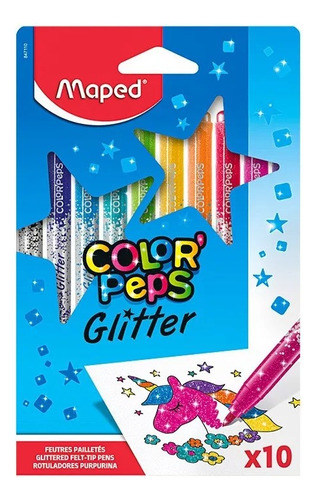 Marcadores Con Purpurina Glitter X10 Maped En Magimundo!!!  