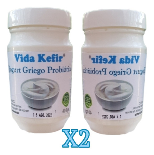 Yogurt Griego Probiótico Natural. 2 Fracos De 400 Gs C/u