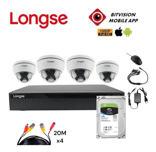 Kit 4ch Camara Varifocal Full Hd Interior Longse + Disco 1tb