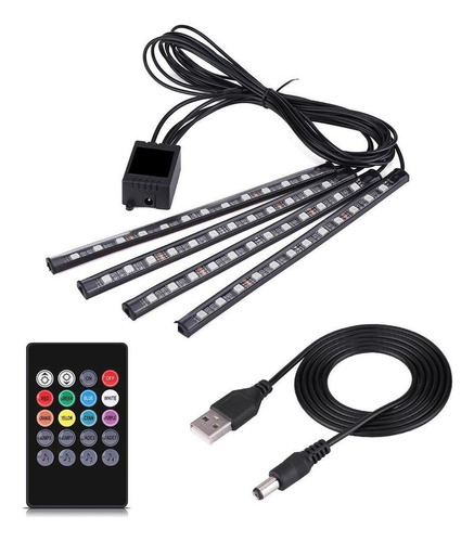 4. Tira De 12led Interior Del Coche Rgb Atmósfera Luz Decor