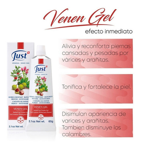 Imagen 6 de 7 de Venen Gel Para Piernas Circulación Y Varices Swiss Just