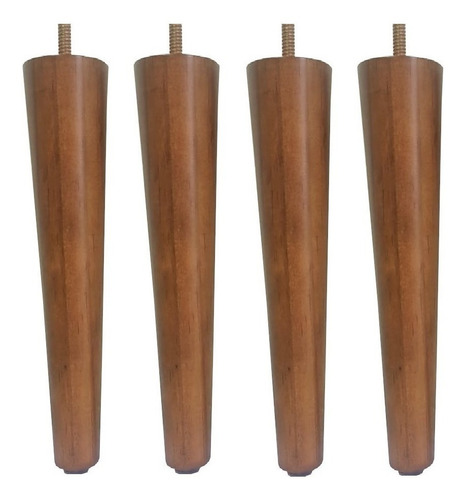 Kit 4 Pé Palito 25cm Amêndoa Puff Sofá Mesa Banco Recamier Cor Amêndoa Marrom Claro