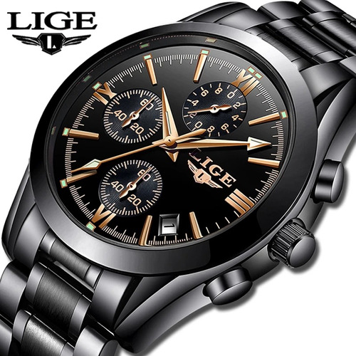 Reloj Lige Black De Lujo Acero Inoxidable Envío Gratis