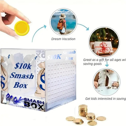 Piggy Bank Secure La Caja Práctica De Smash 18cmx18cm Azul