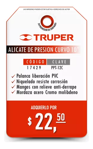 17429 / PPT-12C TRUPER Pinza de presión 12' mordaza curva, Truper