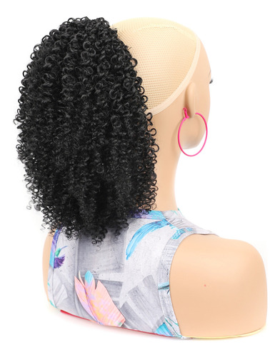 Aplique Rabo De Cavalo Cacheado Curto Coque Afro Orgânico