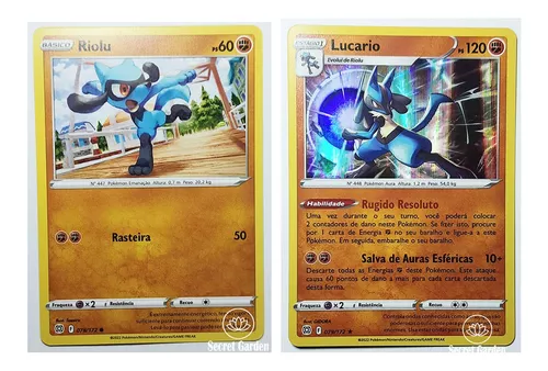 Kit Carta Pokémon Riolu E Lucario Holográfico Raro Original