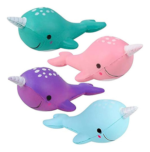 Artcreativity Squeezy Narwhals, Set De 4, Scented Slow Risin