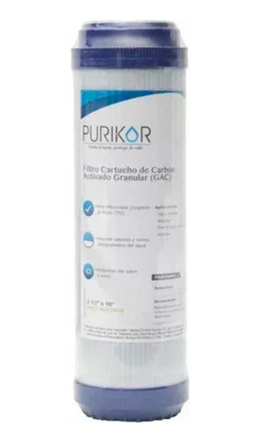 Filtro Cartucho Carbón Activado Granular Purikor 2.5x10