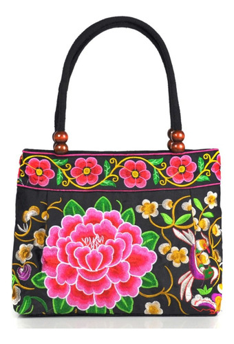 Bolsas Bordadas Bolsa Tipo Bombonera Con Bordado Floral