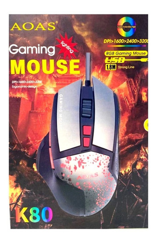 Mouse Gamer Pro 6 Botones K80 Optico Usb 3200 Dpi