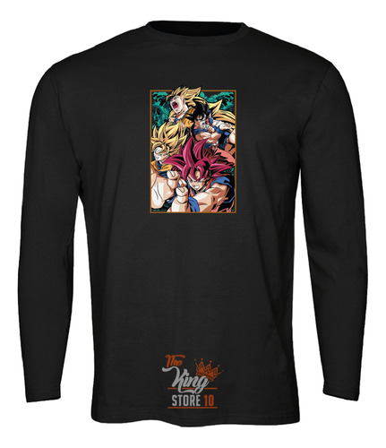 Polera Manga Larga, Goku Transformaciones, Saiyajin, Dios