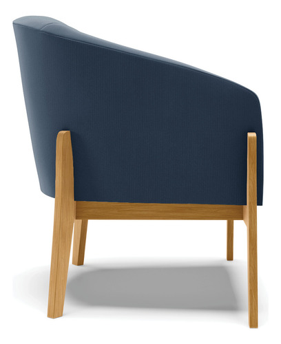 Kit 02 Poltronas Stella Suede Base Madeira Castanho Cor Azul-marinho