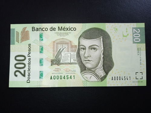 Billete 200 Pesos, Sin Circular, Sor Juana Serie A (Usado)