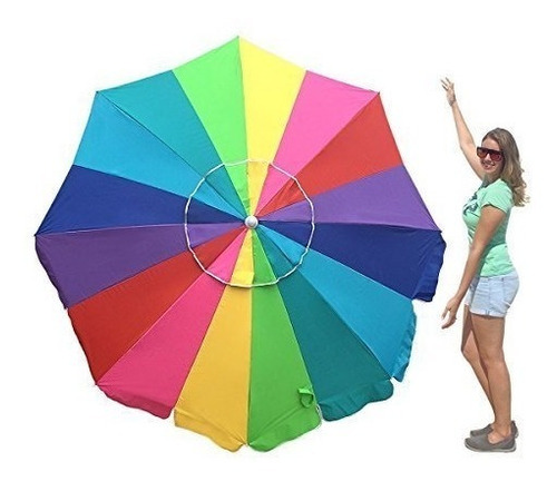 Juego De Parasol Plegable Easygo Arcoíris C/anclaje Y Bolso