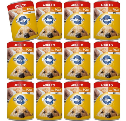 Pate Pedigree Perro Adulto Pollo 340 Gramos X 12 Unidades