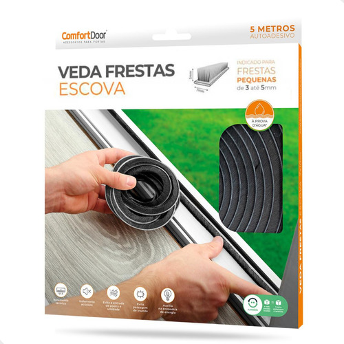 Veda Fresta Escova P/ Portas Janelas 7x5mm 5 M Comfort Door